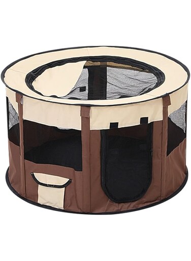 ACHAS Octagonal Pet Dog Cat House, Portable Kennel Puppy Bed House Foldable Pet Tent Fence, Indoor Outdoor Use (M)