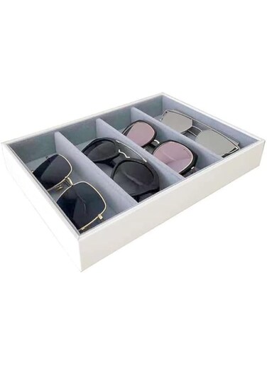 Premium Quality Sunglasses Tray Organizer Display PU Leather Exterior Soft Velvet Liner