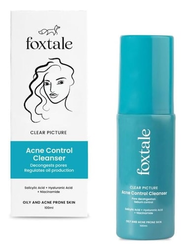 Foxtale 2% Salicylic Acid Face Wash for Oily &amp; Acne Prone Skin, Controls Oil &amp; Kills Acne Causing Bacteria, Acne Control Cleanser for Men &amp; Women - 100 ml