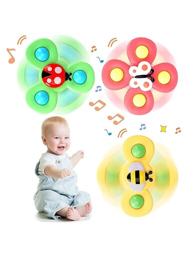 Suction Cup Spinner Toys,Dimple Suction Toy with Silicone Bubbles Release Stress and Anxiety Kids for Bath and Window,Suction Cup Fidget Spinner Baby Toys for 1 Years Old (Suction Cup Spinner)