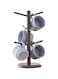 ALMEKAQUZ Mug Holder,Mug Tree,Coffee Cup Holder with 6 Hooks,Coffee Cup Holder for Counter,Coffee Mug Tree,Coffee Bar Accessories and Decor,Coffee Organizer Station (Burlywood)