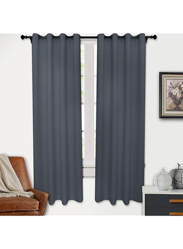 SKY-TOUCH 2 Panels Blackout Curtains｜Bedroom Curtains｜Thermal Insulated｜Eyelet Top, Energy-Saving Heat Retention｜UV Block, Stylish for Living Room or Bedroom｜W130&times;H213cm,Dark Gray