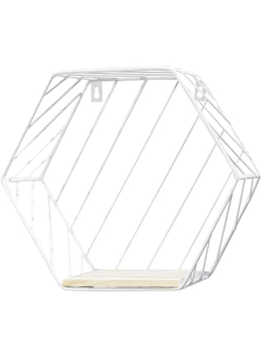 MARGOUN Wall Mounted Desk Storage Basket Magazine Paper Organizer Holder Metal Wire Hexagon Shelves Brackets (Small L23)