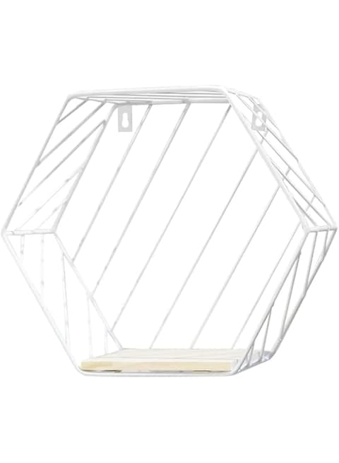 MARGOUN Wall Mounted Desk Storage Basket Magazine Paper Organizer Holder Metal Wire Hexagon Shelves Brackets (Small L23)