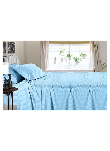 Collection Sky Blue Double Flat Sheet with 2 Pillow Cases 220x280 cm
