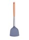 Food-Grade Silicone Turner Spatula with Wooden Handle &amp; Stainless Steel Shaft, Non-Stick Pan Friendly Kitchen Gadget for Cooking Baking (Gray,35.5cm)
