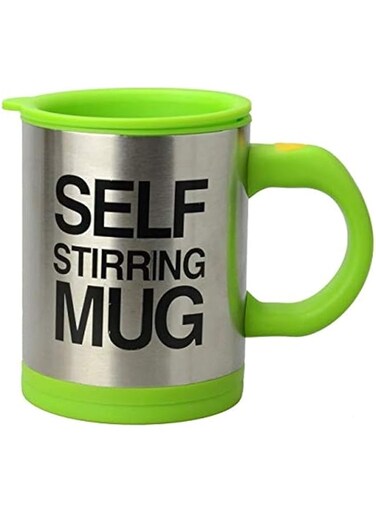 Automatic Electric Self Stirring Mug Coffee Mixing Drinking Cup Stainless Steel 350ml (GREEN)