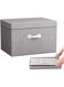 Uoexziyi Storage Bins with Lids,Large Collapsible Foldable Linen Fabric Storage Boxes with Two Handles,Bamboo Charcoal ash Organizer Containers Basket Cube for Bedroom,Closet,Office &amp; Nursery(60L)