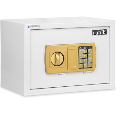 Rubik Safe Box A4 Document Size With Digital Lock and Override Key For Home Office Shop Business RB-25E (25x35x25cm) White/Gold