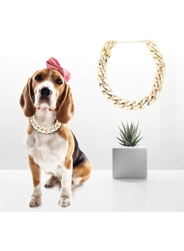 Dog Choker, Decoration Collar Shiny Plastic Gold Dog Collar, Fashionable Puppy Cat Pet for Dog(Golden)