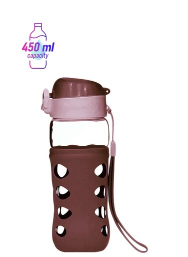 Anti Slip Glass Pop Water Bottle Brown