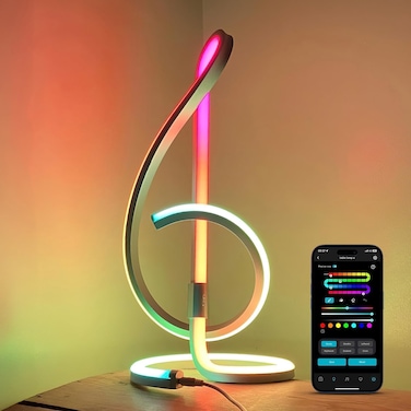 Lepro TB2 AI Table Lamp, Smart LED Lamp with Music Sync, Personalized AI Lighting Designer, Present, Colour Changing DIY, Voice Cotrol, Works with Alexa &amp; Google Assistant, Bluetooth &amp; 2.4GHz WiFi