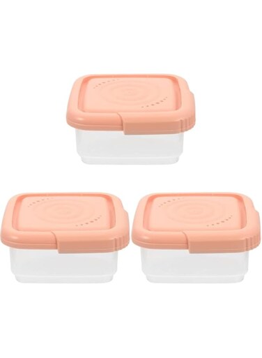 Mini Cheese Storage Containers with Lids - 3 Pack, Pink PP Food Box for Cheese Slices &amp; Nut Butters, Fridge Organizer