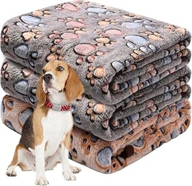 ChicAbode 3 Pack Large Dog Blanket, Thick and Warm Fleece Pet Blankets, Washable Cat Blankets Throw, Soft Coral Fleece Puppy Blanket, for Dog Bed Cover, Couch Sofa, Car Seat, 41x31 Inches