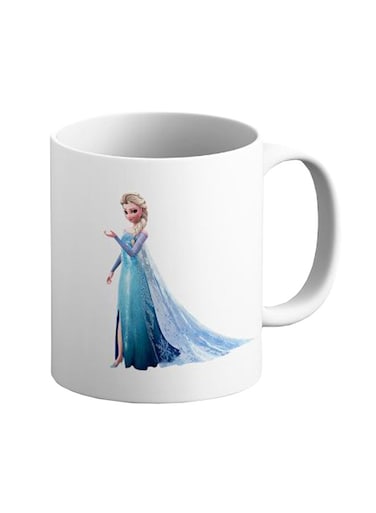 Frozen Elsa Character Printed Ceramic Coffee Mug Blue/White