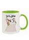 Funny Cat Meme &amp; Arabic Script Design, Humorous Gift for Friends, Coworkers, Office &amp; Home Use, Coffee Mug in Green