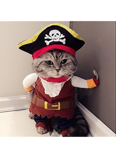 Idepet New Funny Pet Clothes Pirate Dog Cat Costume Suit Corsair Dressing up Party Apparel Clothing for Cat Dog Plus Hat (Small)