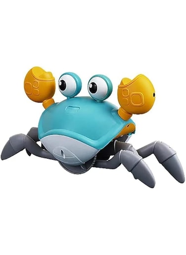 SKY-TOUCH Electric Runaway Crab Crawling Crab Baby Toy with Music and LED Light Up Toddler Interactive Learning Development Toy with Automatically Avoid Obstacles For Babies, Toddlers and Kids