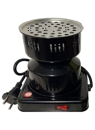 N / C Electric Charcoal Burner, Resistant Porcelain Coatingdetachable Handle Tongs, Stainless Steel Heating Element Tray Skid Proof Rubber Feet，Charcoal burner