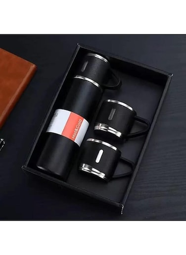 ELTERAZONE Stainless Steel vacuum Flask Gift Set: Insulated Water bottle for Outdoor Travel and Sipping (Black) (HEAVY DUTY)
