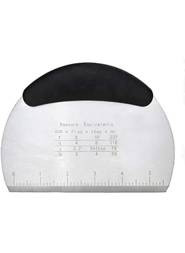 KASTWAVE Stainless Steel Dough and Pastry Scraper Multipurpose Premium Cutting Utensil for Household or Pro Cook with Easy to Read Etched Measurements Anti-Slip Ergonomic Handle