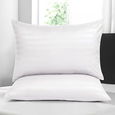INFINI HOMES Standard Soft 100% Cotton 250TC Striped Pillow Cover for Home &amp; Hotel (50 X 75, Pack of 2, White)