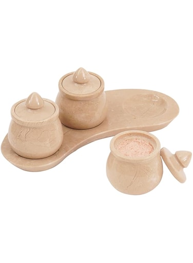 MARBLE RANGE Salt Cellar Set Of 3 With Tray Verona 3.5" Inches Handmade Salt &amp; Sugar Container For Kitchen Table - Salt &amp; Pepper Storage Box, Salt Grinder- Spice Containers For Kitchen Decor