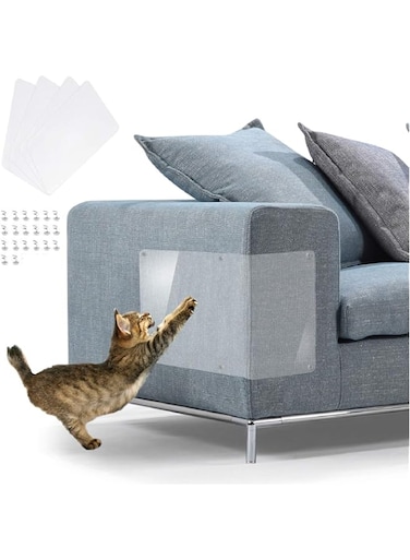 4 Pack Furniture Protectors from Cats Scratch - Couch Protector for Cats - Anti Cat Scratch Furniture Protector - Couch Guards for Cats - Sofa Corner Scratching Training Tape Deterrent