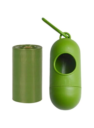 Goldedge Dog Poop Bags with Holder Set, Green