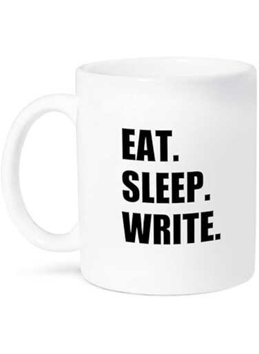 3dRose mug_180459_2 Eat Sleep Write Black Text Writing Fan Writer Gifts Fun Funny Ceramic Mug, 15-Ounce