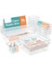 16 Pcs Drawer Organizer Set Dresser Desk Drawer Dividers - 5 Size Bathroom Vanity Cosmetic Makeup Trays - Multipurpose Clear Plastic Storage Bins for Jewelries, Kitchen Gadgets and Office Accessories