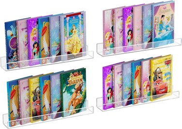 NIUBEE 24" Premium Acrylic Floating Nursery Kids Bookshelf - Set of 4