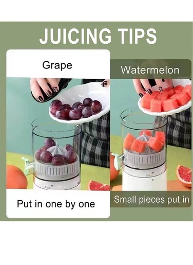 Juicer, Electric Orange Squeezer with Powerful Motor and USB Charging Cable, Juicer Extractor, Lime Juicer, Suitable for Orange, Citrus, Apple, Grapefruit and Pear