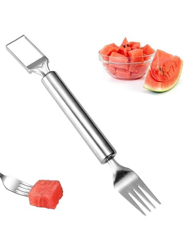 UMUACCAN Stainless Steel Fruit Cutter,New Portable Watermelon Fork Slicer Cutter Melon Cube Cutter Watermelon Fork Slicer Cutter Slicer Tool Quickly Fruit Forks Slicer,Home Kitchen Gadget