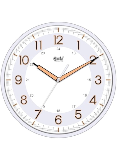 Ajanta Quartz Plastic Radium Wall Analogue Clock Night Glow (11 Inch, White)