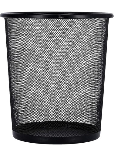 Metal Mesh Wastebasket with Sturdy Base, Small Trash Can for Office Desk Bathroom Bedroom, Lightweight Wire Garbage Bin - Black