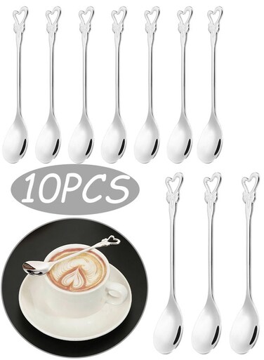 Pcs Silver 304 Stainless Steel Heart Coffee Teaspoons Cute Small Flatware for Stirring Espresso Dessert for Home Coffee Bar Tea Party Eid Gathering Bridal Shower Wedding Table Decor