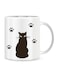 Black Cat Design Ceramic Coffe Mug White/Brown