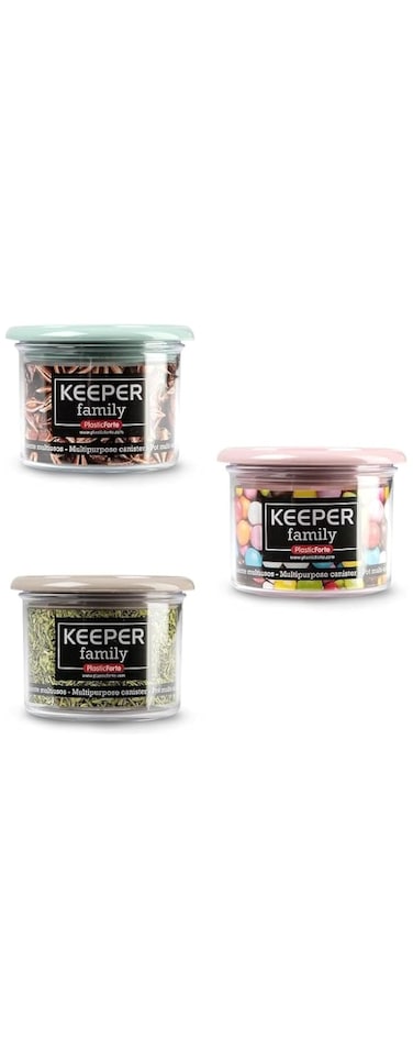 PlasticForte Multipurpose Canister 160ml - 8x8x6cm - Clear with Assorted Colors Lid