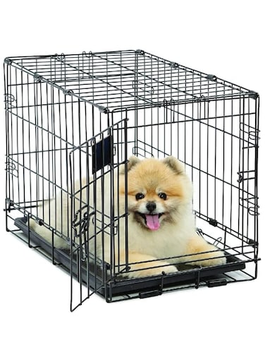 MidWest Homes for Pets Dog Crate   Newly Enhanced Life Stages XS Folding Metal Divider Panel, Floor Protecting Feet, Leak-Proof Pn 23L x 13.63W 16H inches, Breed.