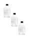 3-Piece Glass Juice Bottle Clear/Black 3x250ml
