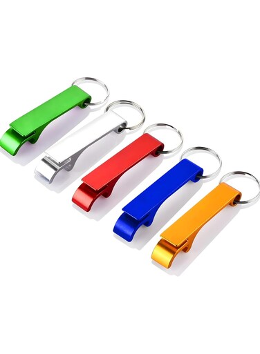 5PCS Pocket Beer Bottle Opener Keychains, Small Beverage Opener Rings