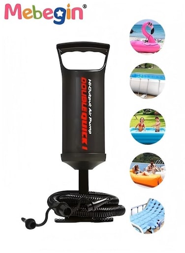 Hand Pump,Double Quick Air Pump for Inflatable, Hand Held Air Pump Rapid Inflation Portable Manual Air Pump with 3 Nozzle for Outdoor, Swimming Ring, Mattress, Pool Floats, Inflatable Toys