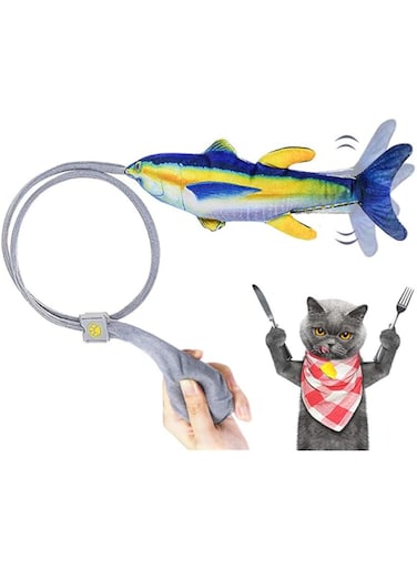 Lovey Beauty Flopping Fish Cat Toy, Moving Cat Kicker Toy, Motion Activated Kitten Toy, Plush Interactive Cat Toys, Safe Cat Catcher Teaser Stick Toy for Kittens Training Pets Exerciser