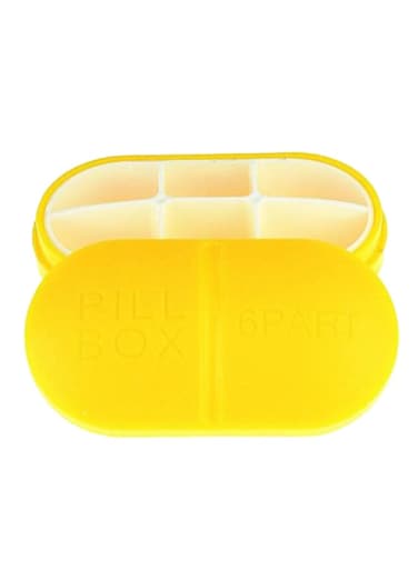 6-Grids Portable Medical Pill Box Drug Medicine Case Organizer Yellow Medium