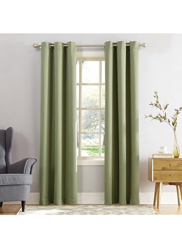 Sun Zero Easton Energy Saving Blackout Grommet Curtain Panel, 40" x 95", Sage Green