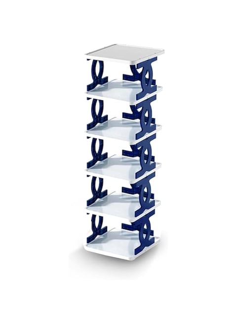 ABS shoe rack each layer 24 * 26 * 17.5 cm, multi-layer folding shoe rack small shoe cabinet balcony storage rack free installation splicing shoe rack (Glacial Lake Blue (6-layer collocation type))