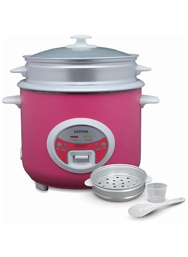Geepas 1.8L Rice Cooker/Steamer with Non-Stick Cooking Pot   700W   Automatic Cooking, Steam Vent Lid &amp; Simple One Touch Operation  Make Rice, Steam Healthy Food &amp; Vegetables   2 Year Warranty