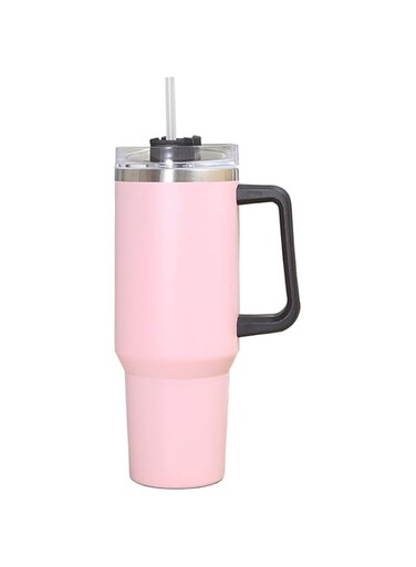 FC22 Reusable Vacuum quenching Cup, 40oz Cup Large Capacity Vacuum Cup with Straw car Heat Preservation Cold Preservation Large ice Cup (Pink)