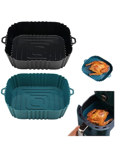 VELEGO Silicone Air Fryer Liners, 2Pcs Reusable Air Fryer Silicone Liners, Air Fryers Accessories, Silicone Airfryer Liners for Air Fryer, Air Fryer Basket Replace Parchment Paper for Cosori Air Fryer